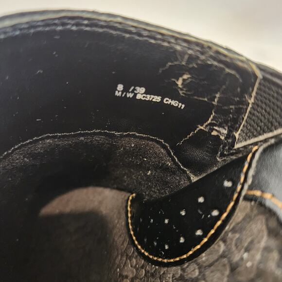 boc BORN CONCEPT Black Brown Leather Heeled Clog Buckle Detail Studded Womens 8 - Picture 4 of 12